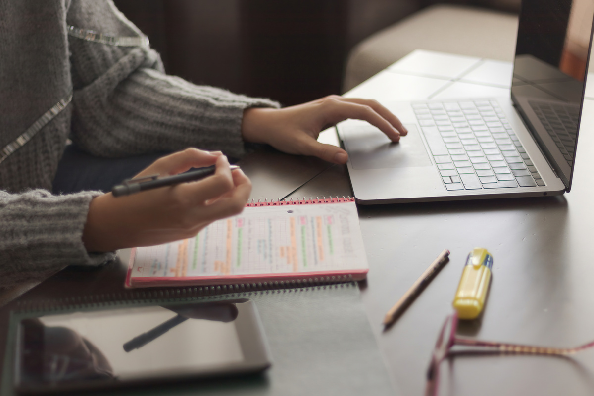 Young girl studying